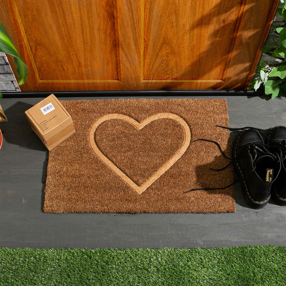 image 1 of Nicola Spring Coir Door Mat - 60 x 40cm - Embossed Heart