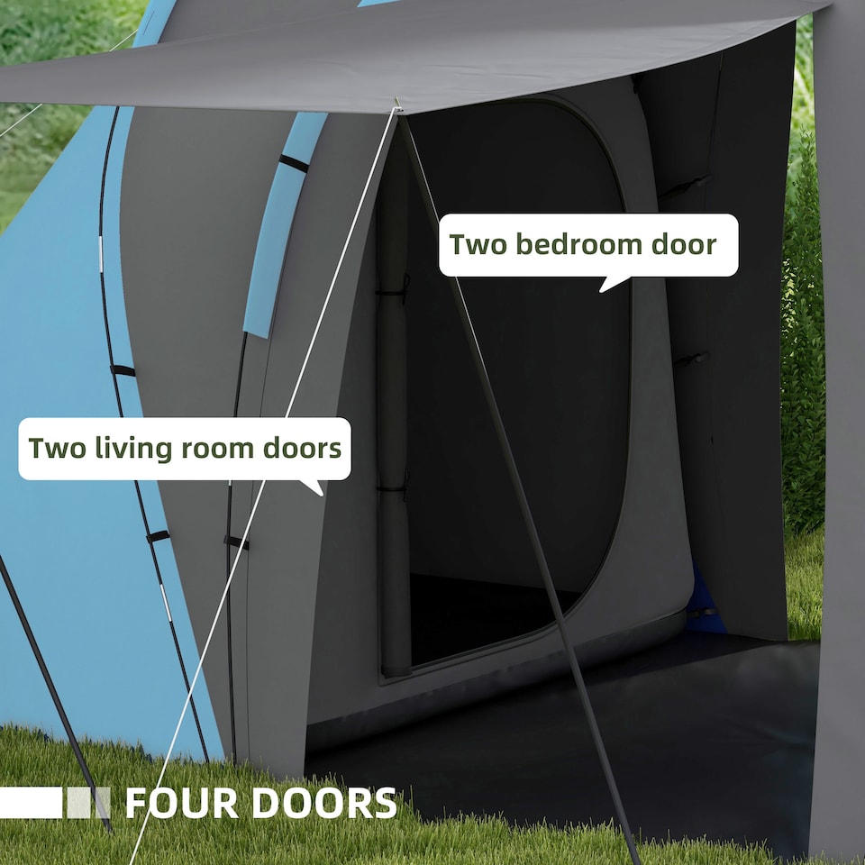 image 1 of Outsunny 4-6 Man Camping Tent with 2 Bedroom and Living Area