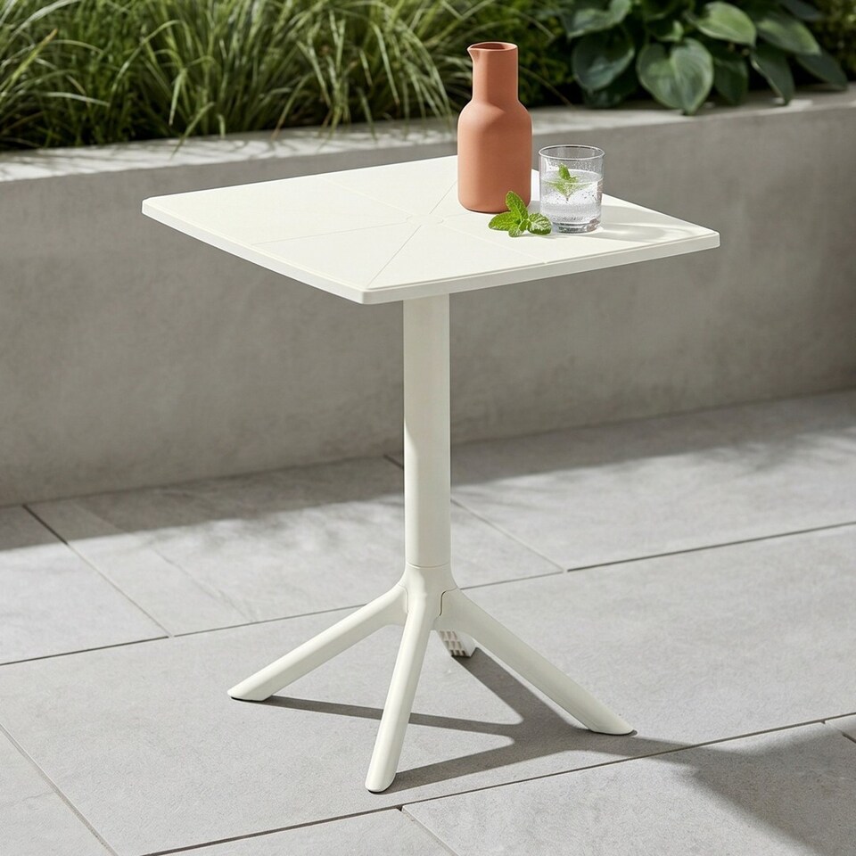 image 1 of Square Bistro Garden Table - Plastic - L60 X W60 X H75 cm - White - Flat Packed
