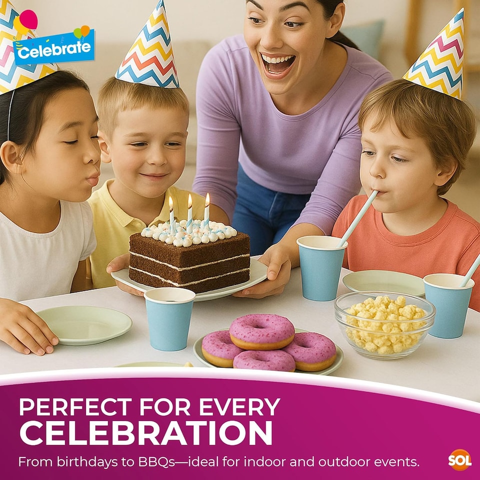 image 1 of 6pk White Tablecloths 121×121cm – Disposable Plastic Party Covers with Heavy Duty Spill Protection for Weddings, Buffets & Events