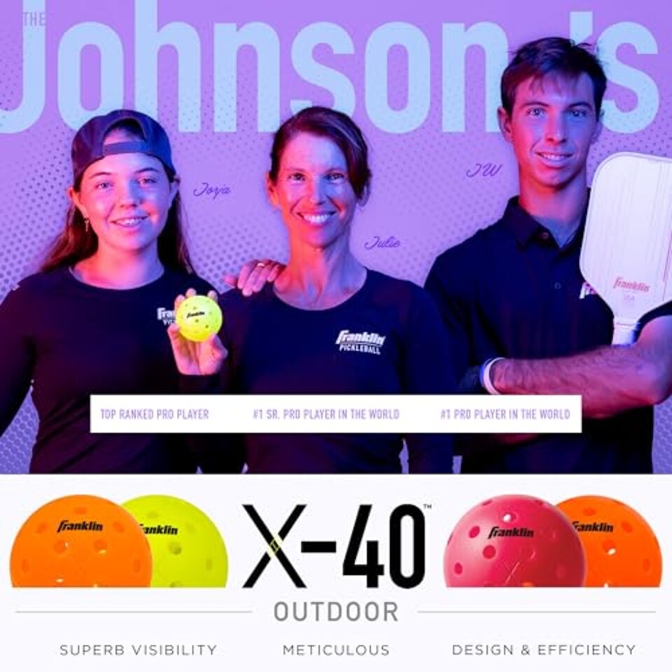 image 1 of Franklin Sports Outdoor Pickleballs - X-40 Pickleball Balls - USA Pickleball (Usapa) Approved - 3 Pack Outside Pickleballs - Ember - Us Open Ball