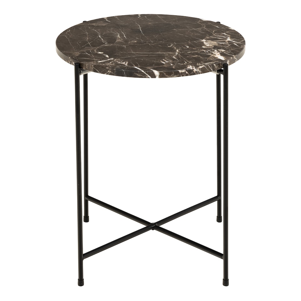 image 1 of Avila Side Table with Brown Marble Top 42x45cm