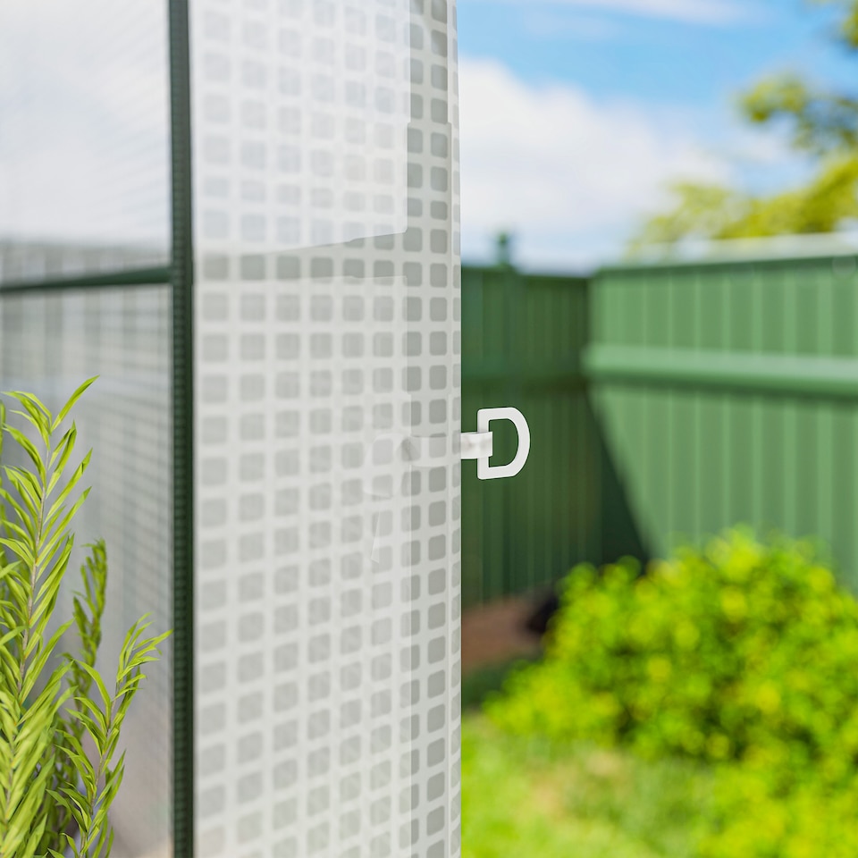 image 1 of Outsunny Walk-in Greenhouse Garden Plant Growhouse with Roll-up Door, White | White | White