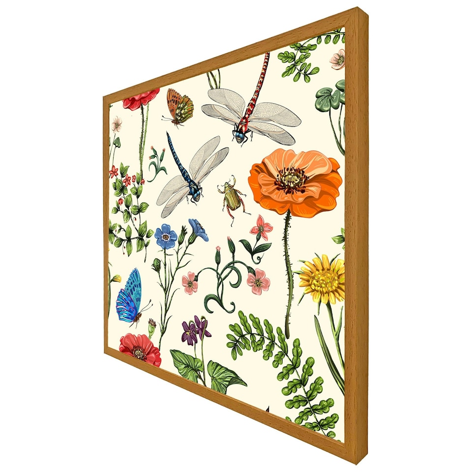image 1 of Flowers & insects (Picture Frame) Brown | M
