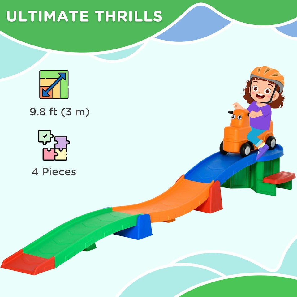 image 1 of AIYAPLAY 3(m) 4 Pieces Up and Down Kids Rollercoaster, for Ages 2-5 Years