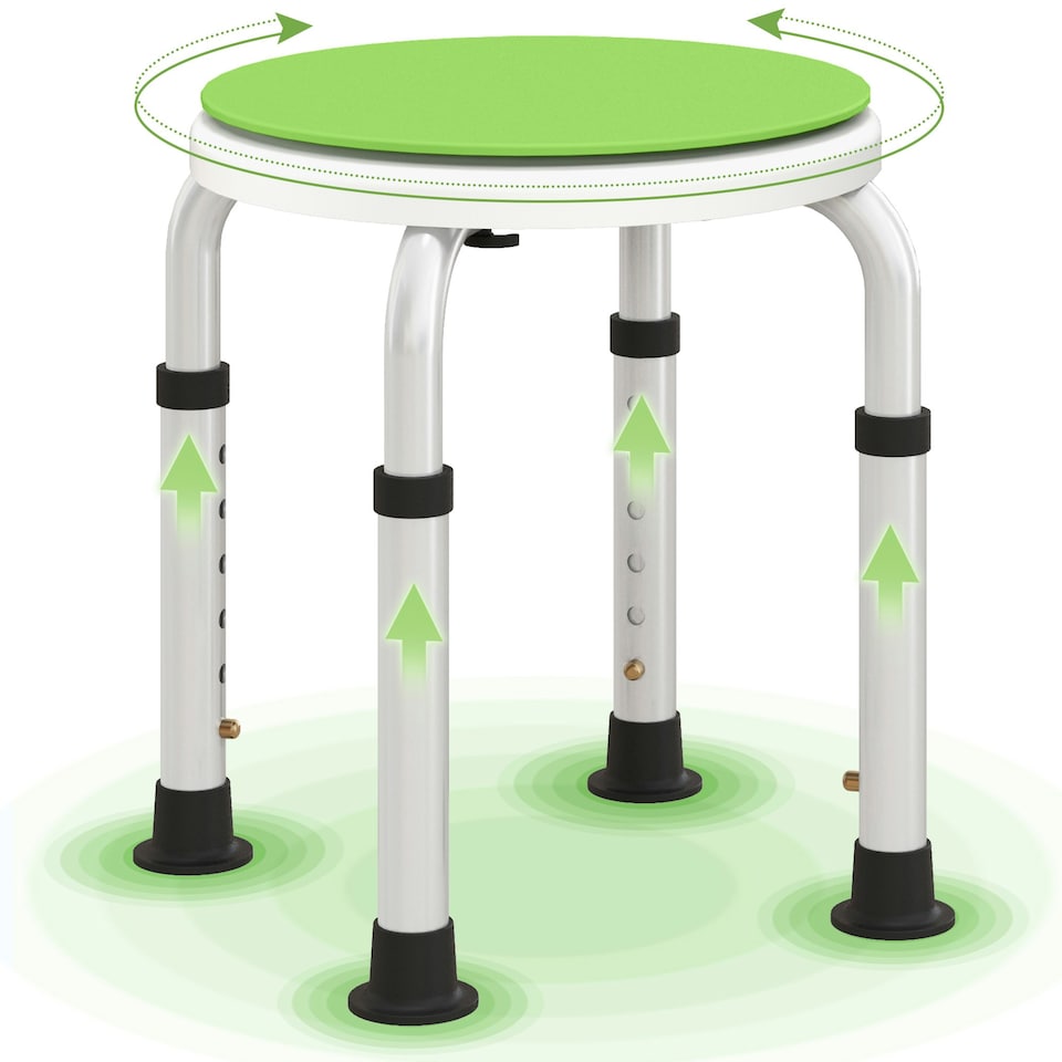 image 1 of HOMCOM 360 Degree Swivel Shower Stool w/ Non-Slip Feet for Disabled Green