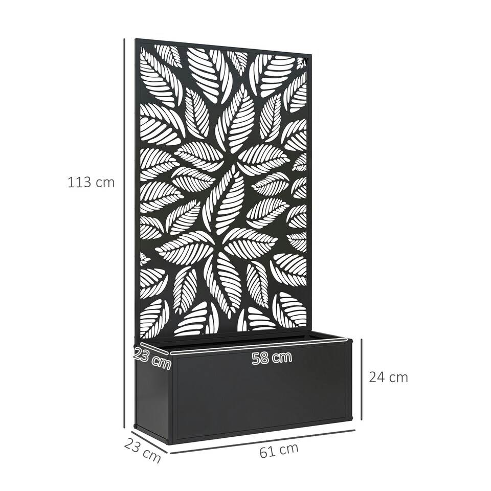 image 1 of Outsunny Metal Raised Garden Bed with Trellis, Elevated Planter Box Black