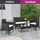 image 3 of Neo Black 4 Piece Rattan Outdoor Furniture Garden Sofa Set