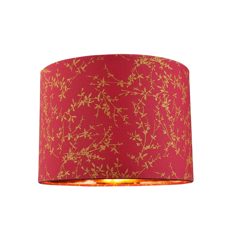 image 1 of Modern Burgundy Cotton Fabric 10" Lamp Shade with Copper Foil Floral Decoration | Purple | Burgundy | 1