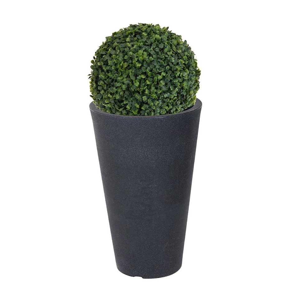 Round Pot With Grass Ball Dome Plant - 46x29x29 cm | Black | Black & Set of 1 | 1