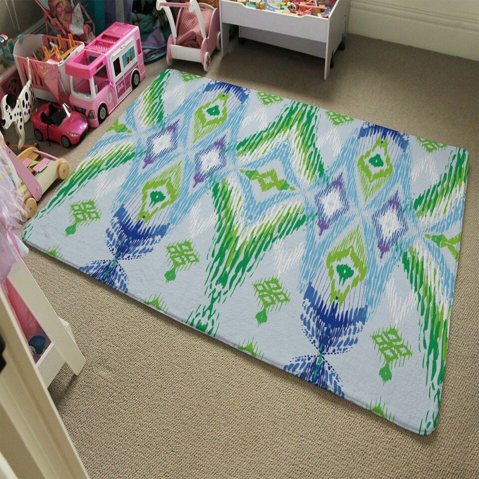 image 1 of Ethnic style Modern scarf (Rug) Blue | Small: 60x110cm