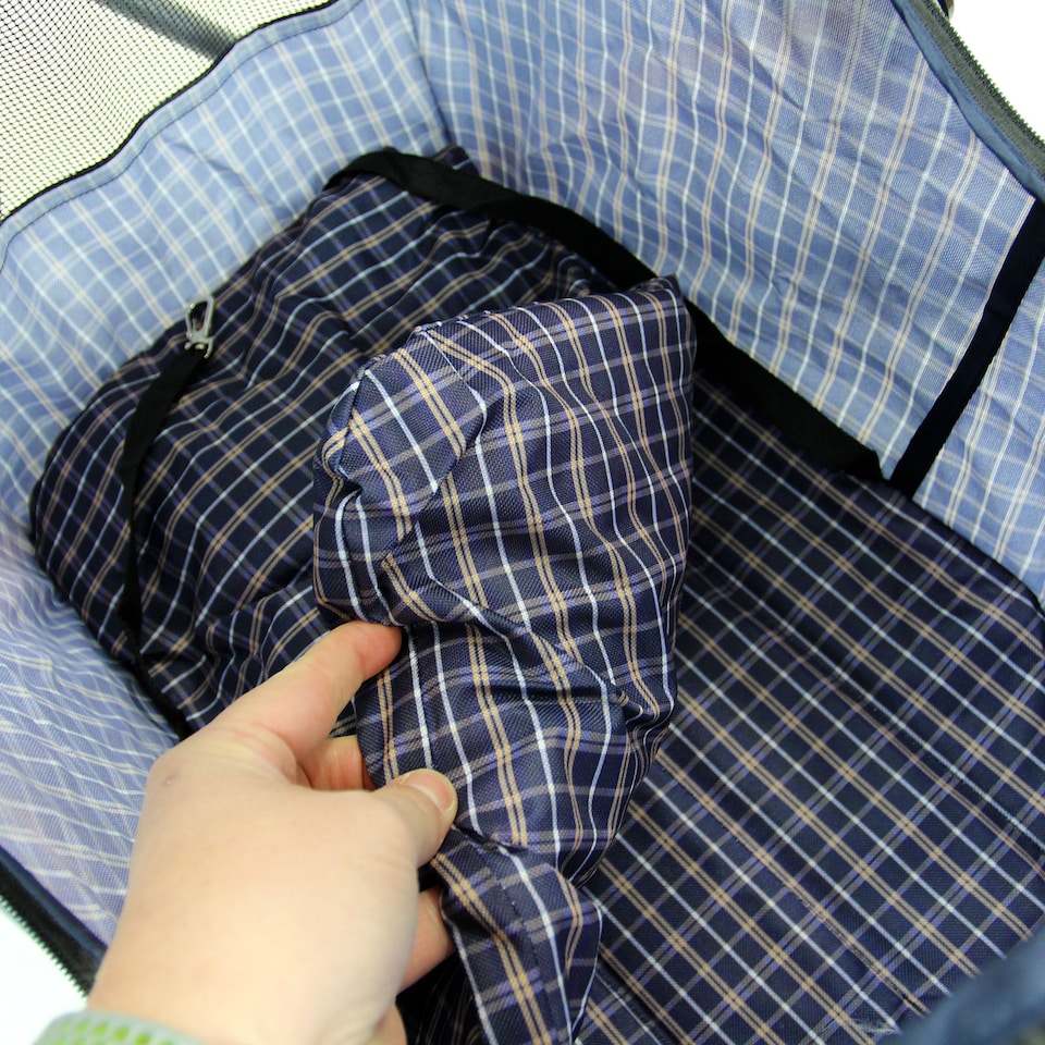 image 1 of Pet Stroller Dog Cat Puppy Pram Pushchair Travel Cart Jogging Buggy Carrier (Blue Tartan)