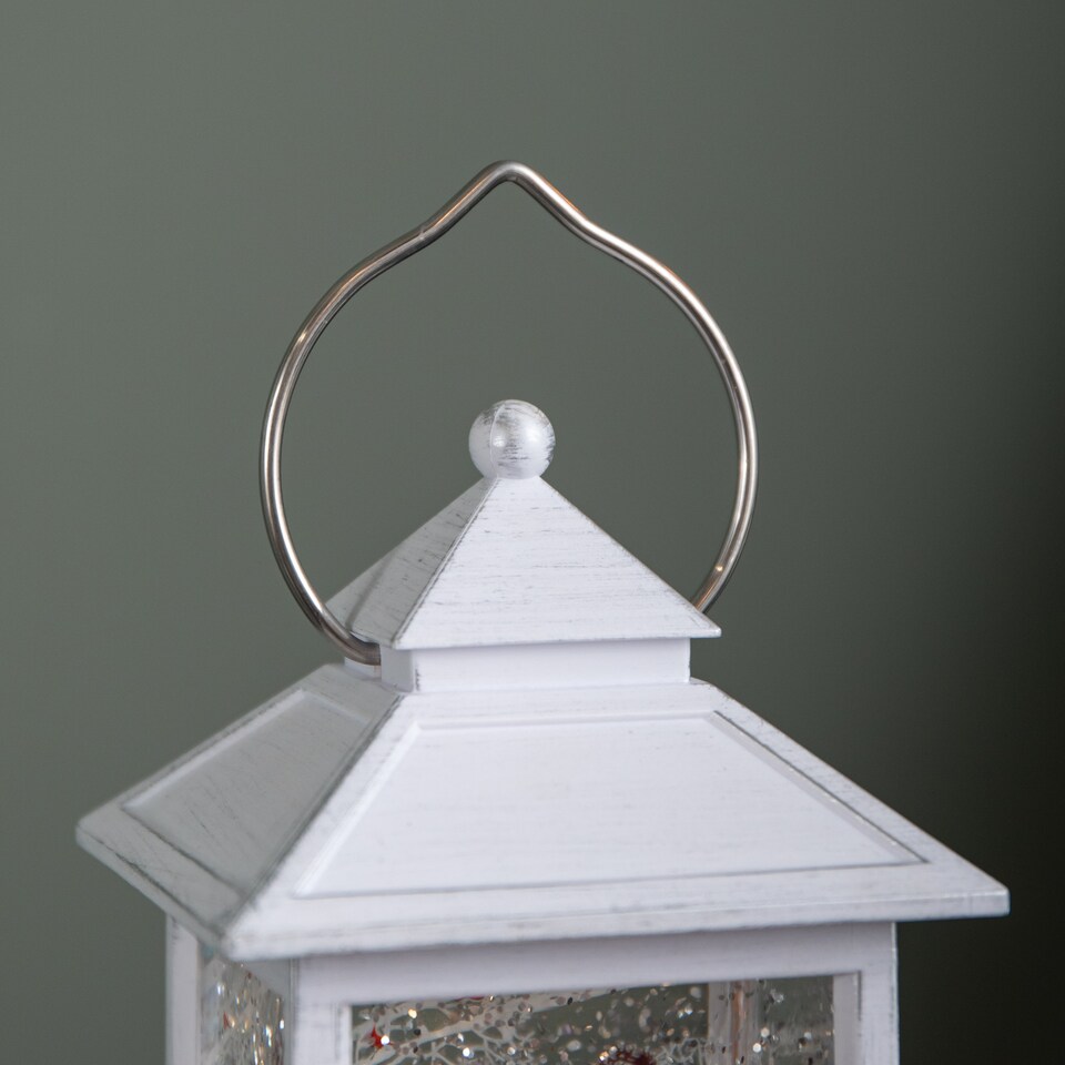 image 1 of 31cm Snowtime Christmas Water Spinner Antique Effect Lantern Snowman & Animals Scene  Dual Powered