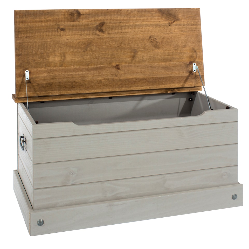 image 1 of Corona Storage Trunk - Solid Pine Construction with Metal Hardware and Practical Bedroom or Living Room Storage | Grey | Grey Wax | One Size | 1