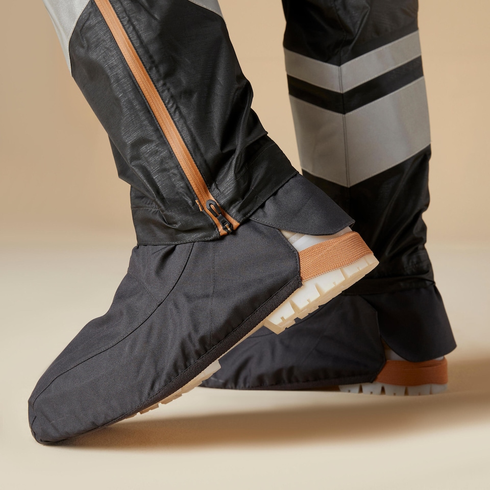 image 1 of Decathlon Women's City Cycling Rain Overtrousers with Built-In Overshoes 540 - Black