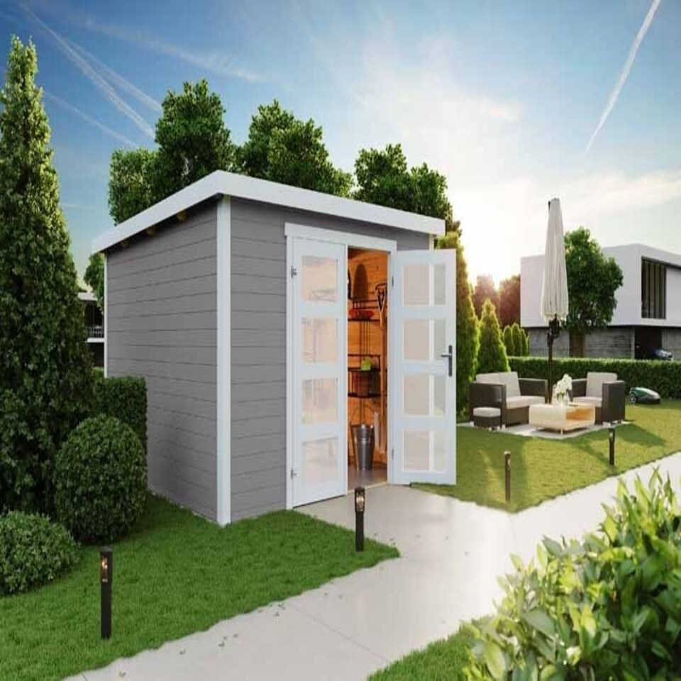 image 1 of Zambezi 6-Log Cabin, Wooden Garden Room, Timber Summerhouse, Home Office - L320 x W274.7 x H210.9 cm Brown