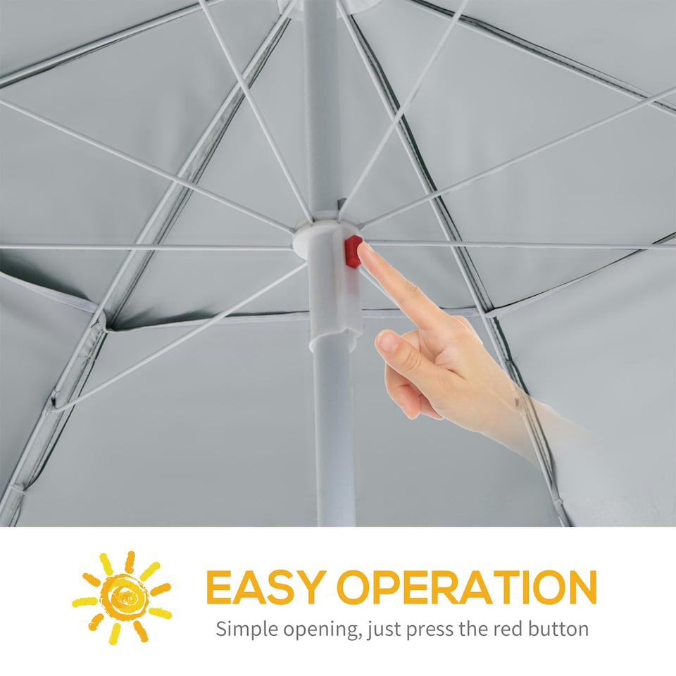 image 1 of Outsunny 2m Beach Umbrella Sun Shelter 2 in 1 Umbrella UV Protection Steel Green
