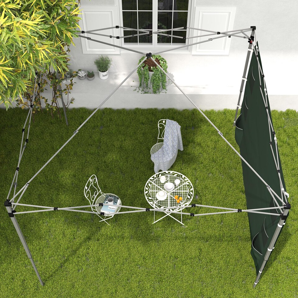 image 1 of Outsunny Gazebo Side Panel, Canopy Sidewall Panel with 4 Mesh Bags and 2 Storage Pockets for 3 x 3 m Straight Leg Pop Up Gazebos, 1 Pack Sidewall Only, Green