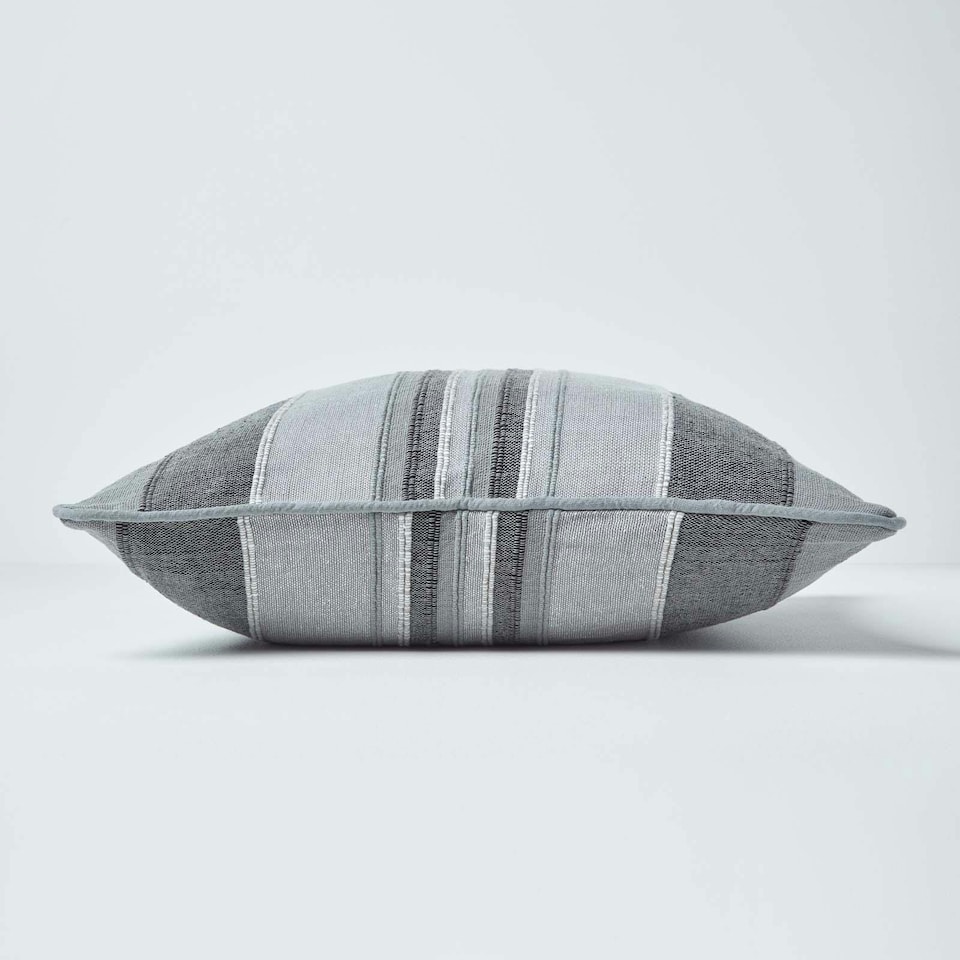 image 1 of Homescapes Cotton Striped Grey Cushion Cover Morocco - 45 x 45 cm | Grey | Grey | 45 x 45 cm