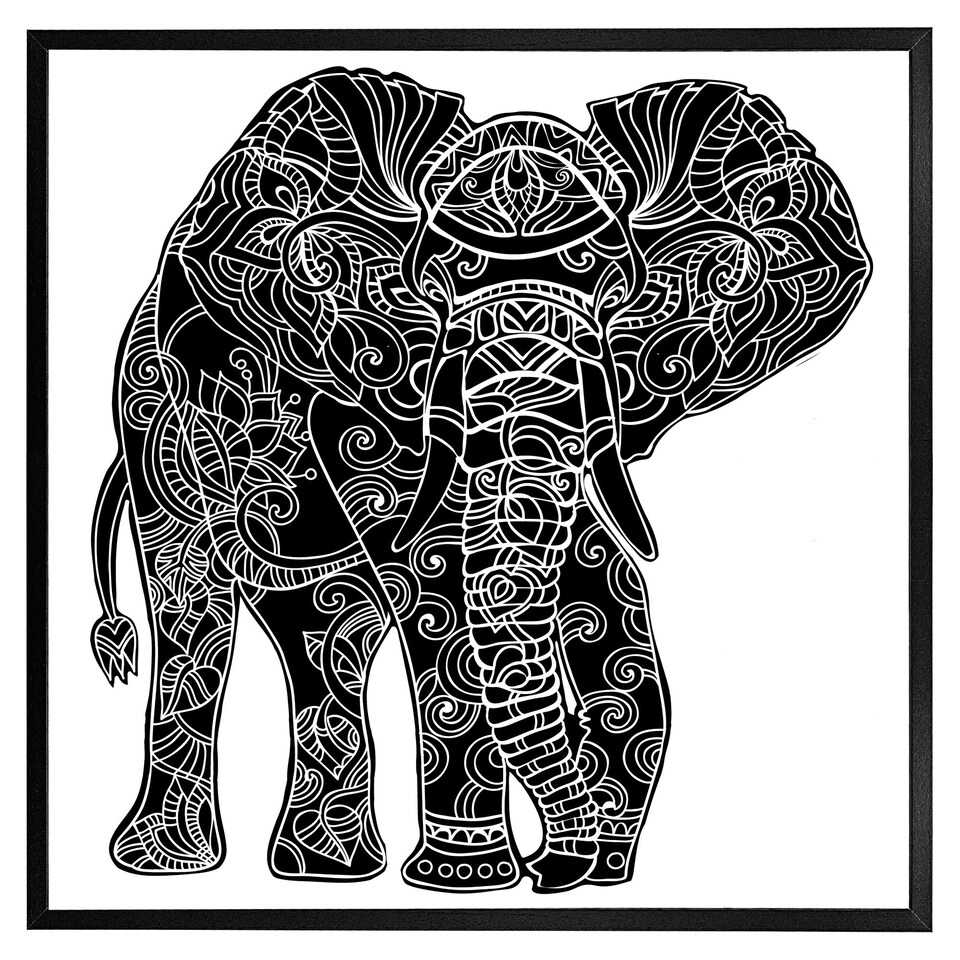 image 1 of Elephant silhouette (Picture Frame) White | M