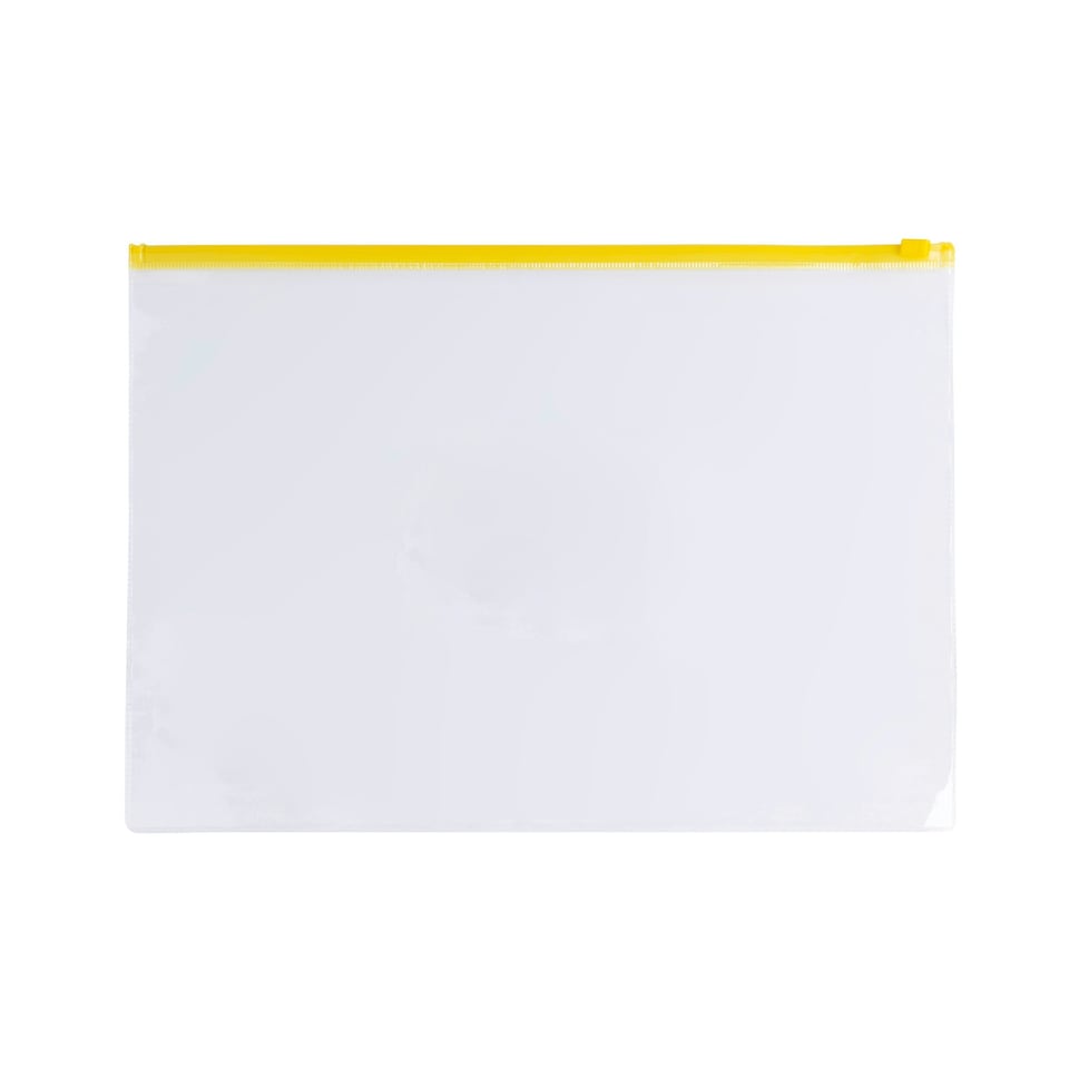 image 1 of Pack of 12 A6 Clear Zippy Bags with Yellow Zip