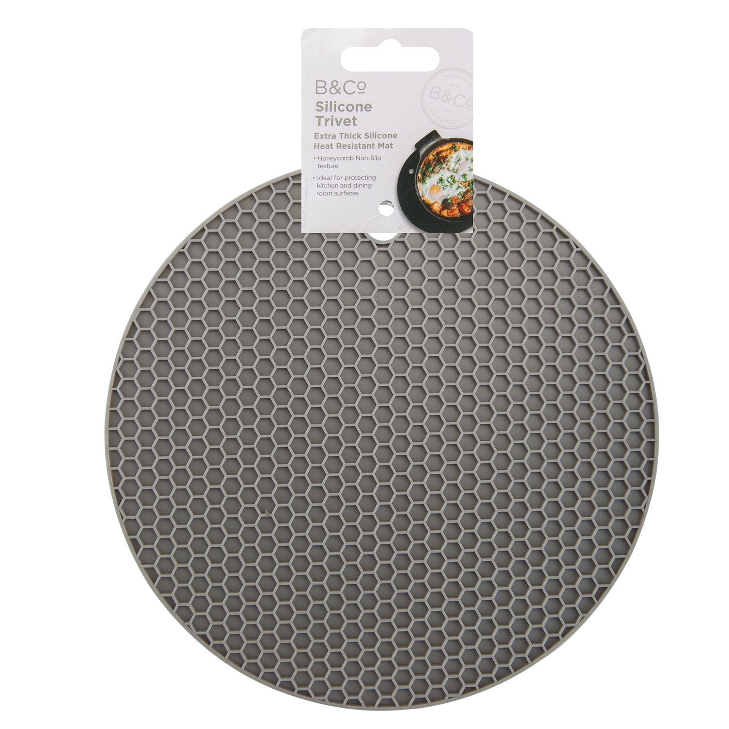 VFM e-Store Air Fryer Liner Round Silicone Trivet Accessory Reusable Non Stick in Grey