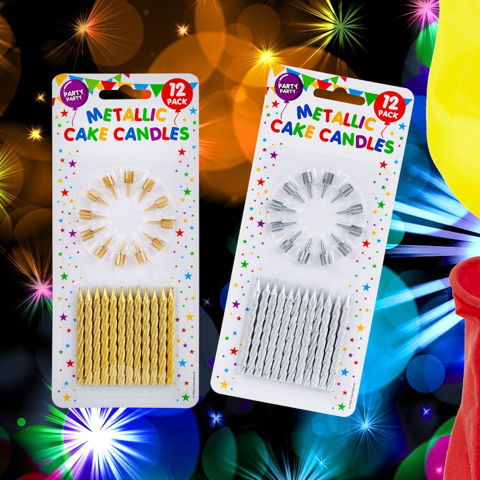 image 1 of PMS Metallic Silver Birthday Cake Candles, 8 Pack (60mm)