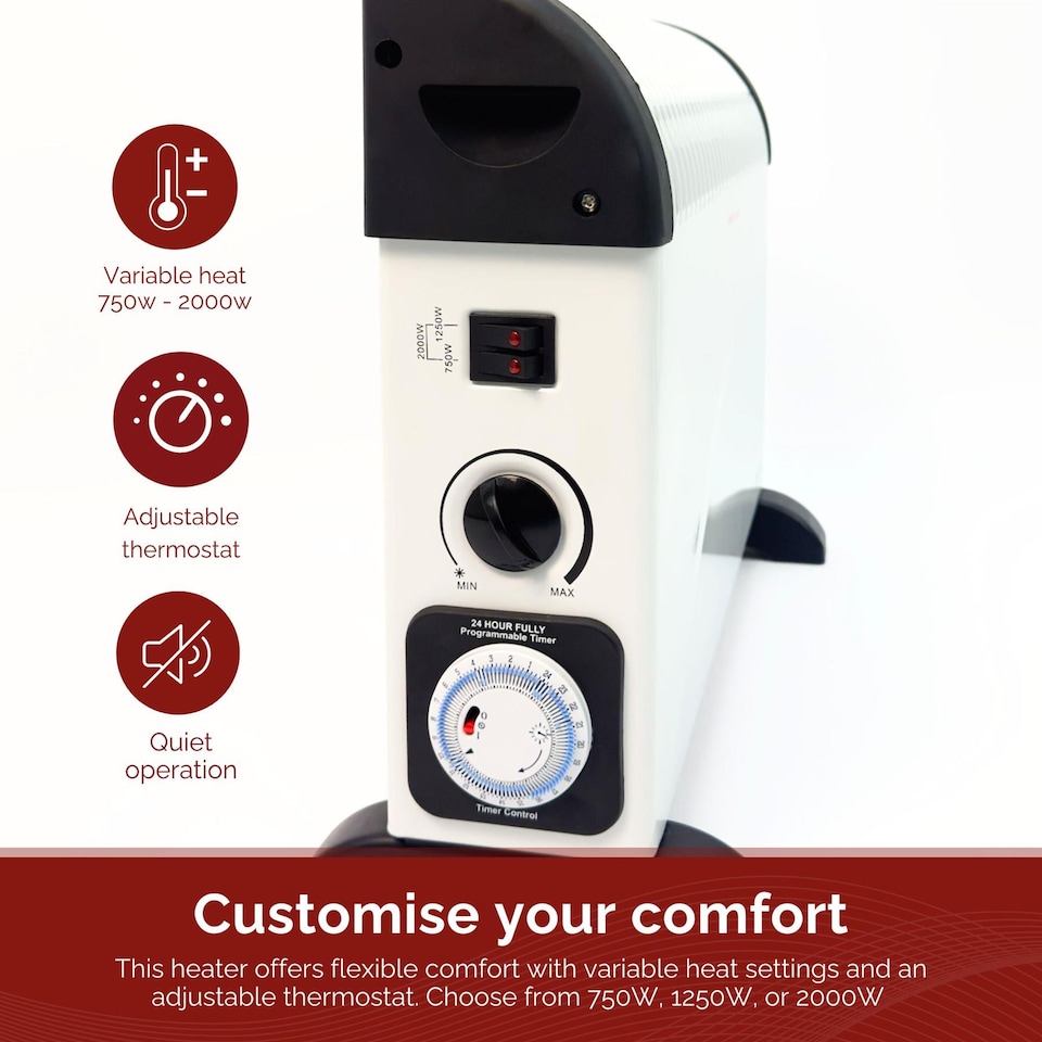 image 1 of Rediffusion 2000W Convector Heater with Timer