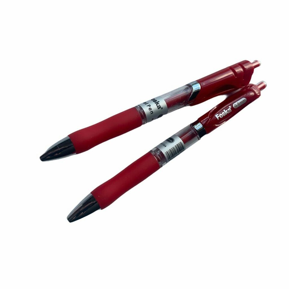 image 1 of Pack of 12 Red Soft Grip Retractable Ballpoint Gel Pens