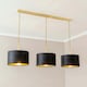 image 2 of ValueLights Reni Black Velvet & Gold Shade 3 Drop Bar Gold Diner Ceiling Light and LED Bulbs Gold