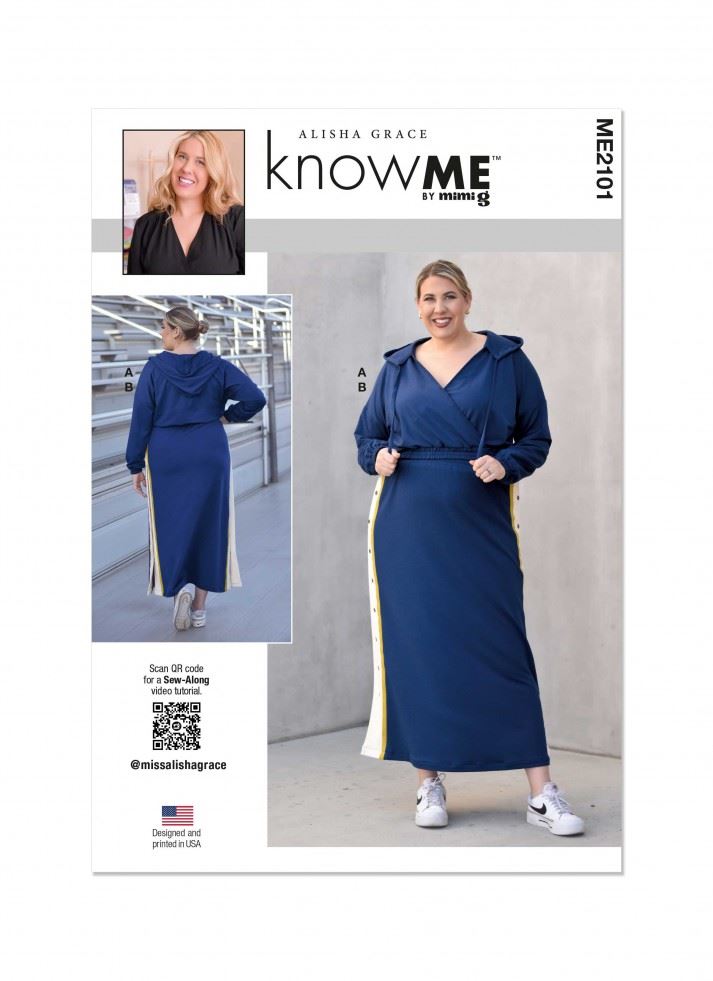 Know Me 2101 Paper Sewing Pattern – Women’s Tops, Sweaters, Hoodies & Skirts, Size K5 (8–10–12–14–16), Intermediate