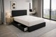 image 1 of Divan Bed Set Headboard and Footboard with Mattress 3ft Single Black Suede Storage 2 Drawers Left Side Laying in Bed