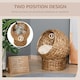 image 5 of PawHut Wicker Cat House, Raised Cat Bed with Cylindrical Base, 50 x 42 x 60 cm