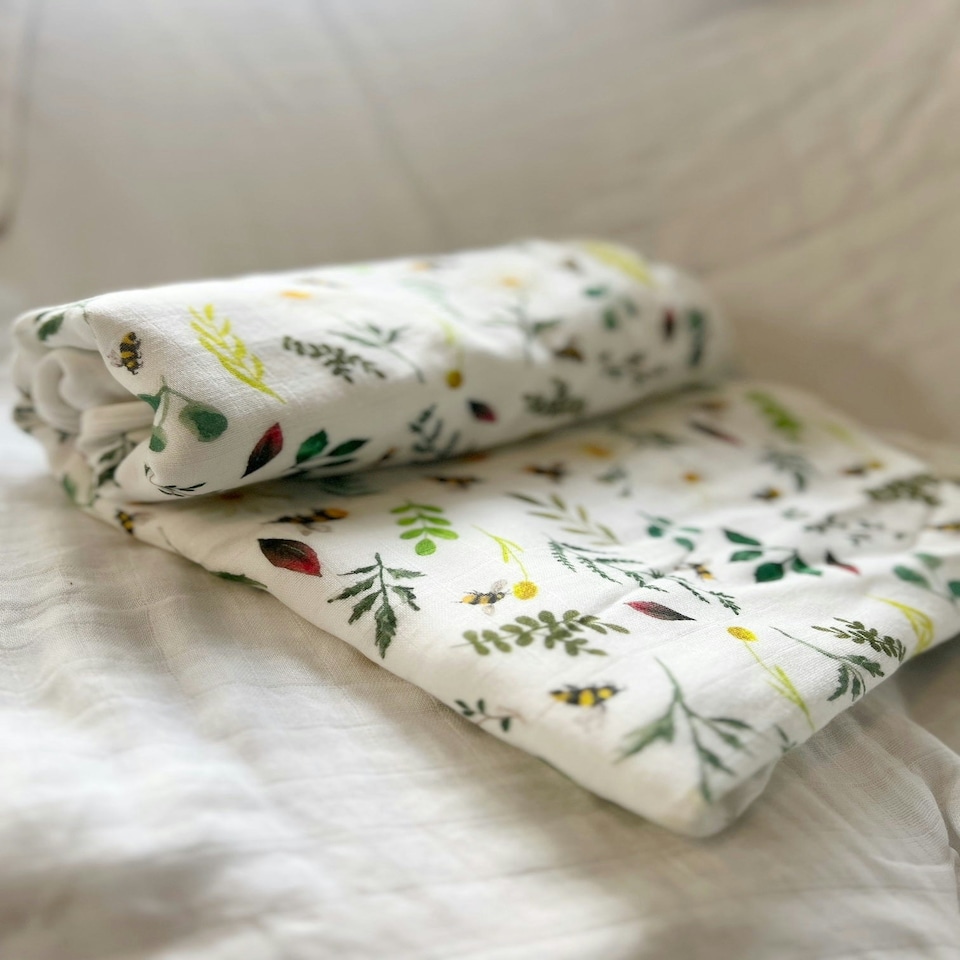 image 1 of The Gilded Bird Wild Bee Bamboo Baby Blanket