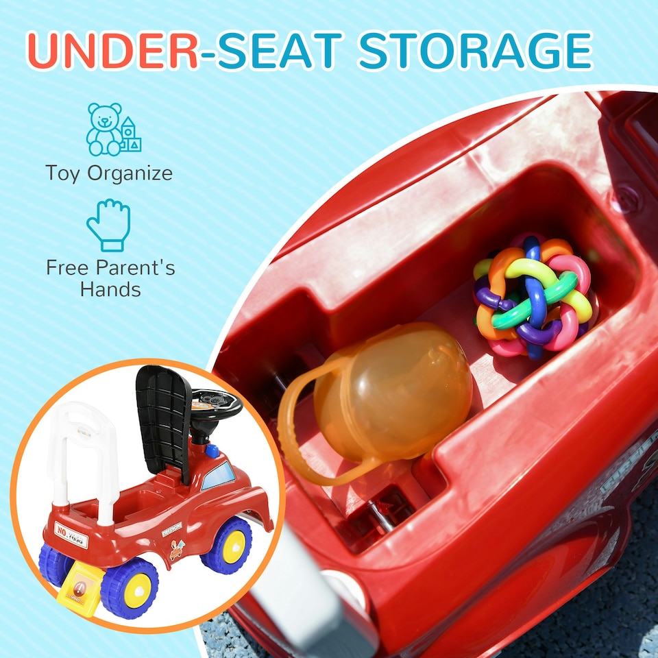 image 1 of AIYAPLAY Ride On Car Foot to Floor Design with Under Seat Storage, Red