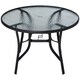 image 1 of Outsunny 106cm Round Garden Dining Table with Parasol Hole Tempered Glass Top Steel Frame