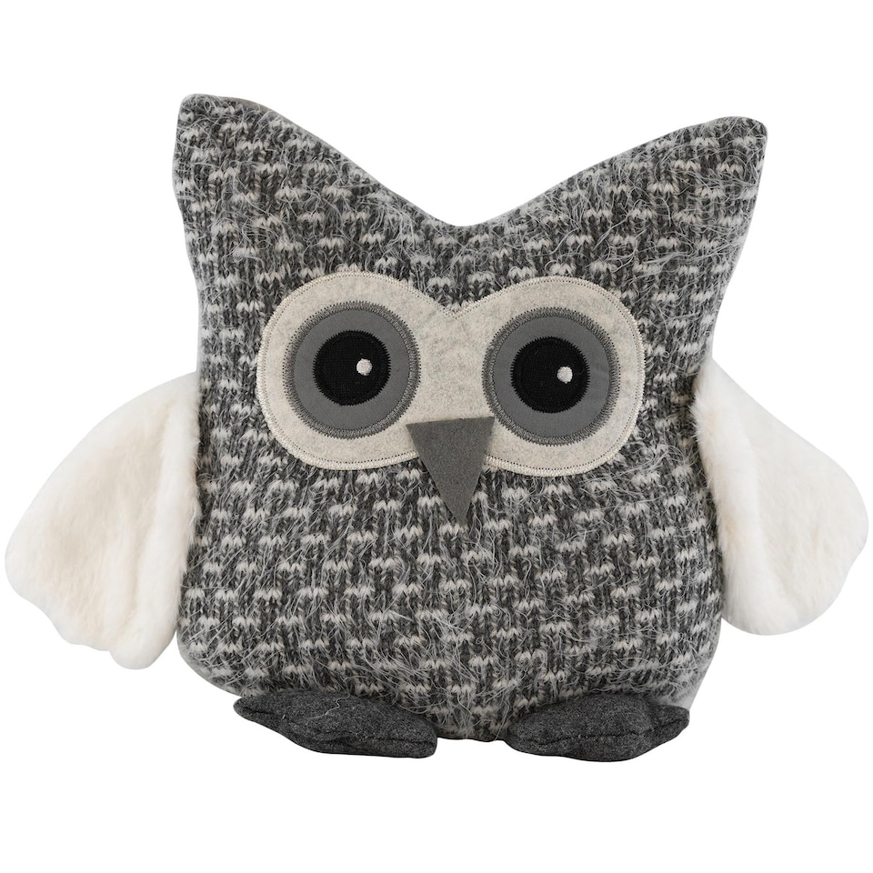 image 1 of GEEZY Novelty Owl Door Stop with Fluffy Wings, Soft Grey Decorative Stopper
