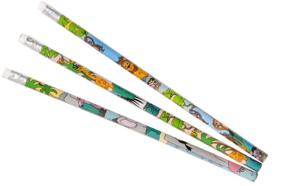 image 1 of Pack of 12 Wild Animals Design Pencils with Eraser