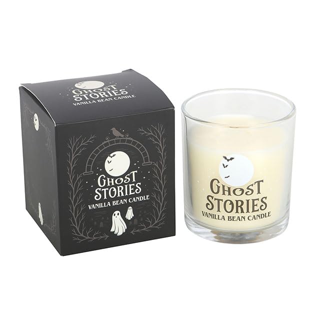 Something Different Ghost Stories Vanilla Bean Candle - Clear Glass Ghost Artwork, Halloween Gift Box