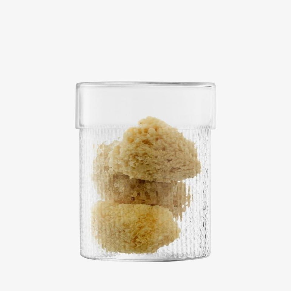 image 1 of LSA Wicker Collection Mouth Blown Glass Container with Lid H24.5cm