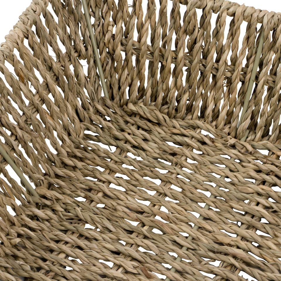 image 1 of JVL Set of 3 Square Tapered Seagrass Storage Tray – Natural Hand Woven Basket for Home Organisation, Brown