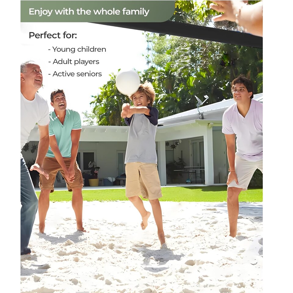 image 1 of Gr8 Home Blue Black 5m Badminton Net Post Set Portable Volleyball Pickleball Tennis