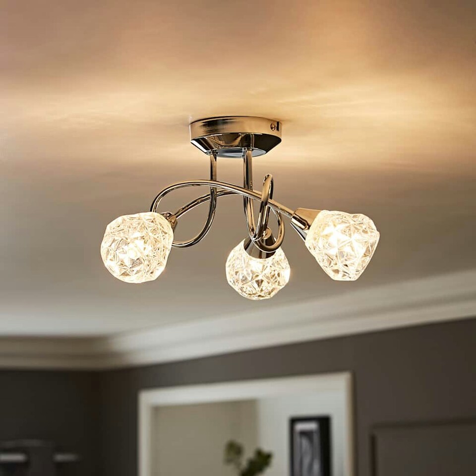 image 1 of ValueLights Astley 3 Way Chrome Cross Over Ceiling Light | Chrome