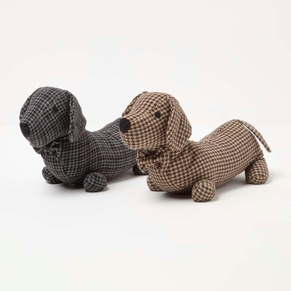 image 1 of Homescapes Fabric Dog Draft Stopper, Set of 2 Dachshund Door Draft Stoppers