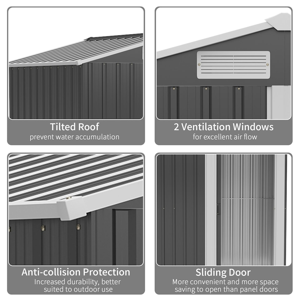 image 1 of Outsunny 5ft x 4.3ft Outdoor Metal Storage Shed with Sliding Door