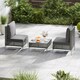image 4 of COSTWAY 3 Pieces Patio Bistro Set PE Rattan Furniture Set w/Coffee Table-Grey