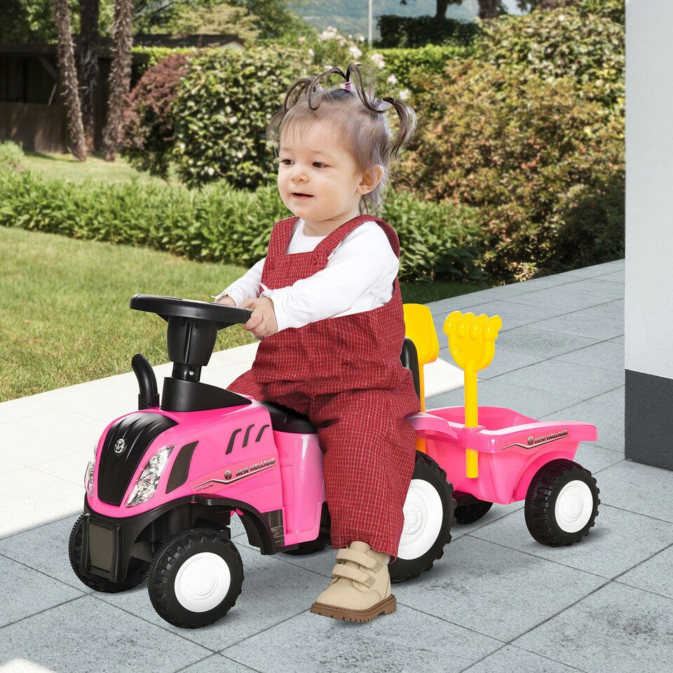 image 1 of HOMCOM Ride On Tractor Toddler Walker Foot To Floor Slider 12-36 Months Pink