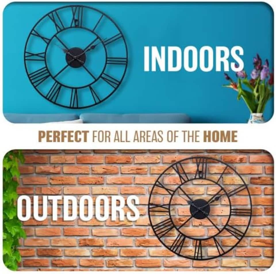 image 1 of 40cm Big Roman Numerals Garden Wall Clock Suitable Indoor & Outdoor