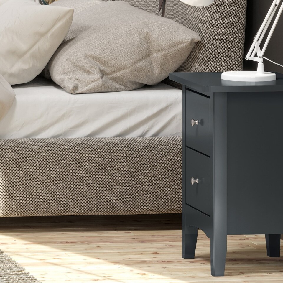 image 1 of Como 2 Drawer Petite Bedside Cabinet - Compact Shaker-Style Bedroom Storage | Blue | Blue | One Size | 1