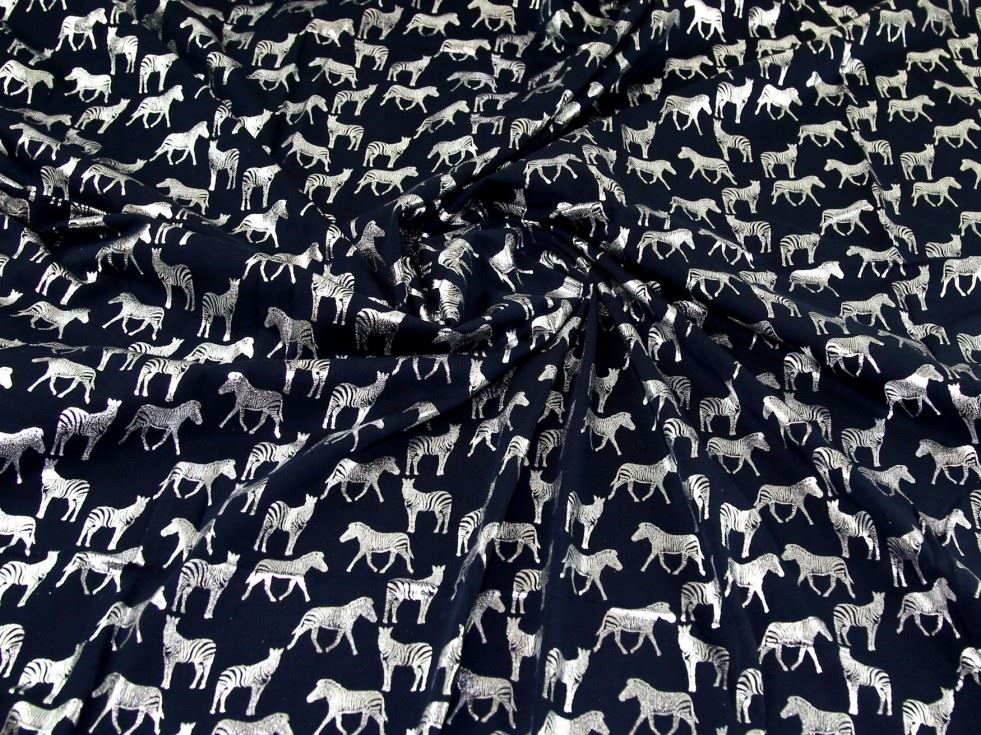 Navy Foil Cotton Jersey Stretch Knit Fabric for Dressmaking, 152.5cm / 60" Wide - per metre